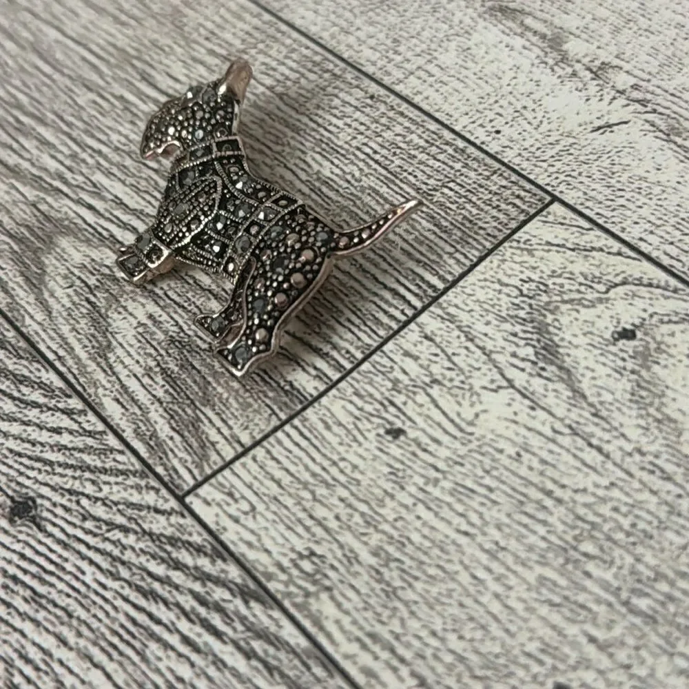 Scottie Terrier Marcasite and Rose Gold Tone Pin